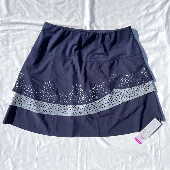 Lucky in Love Navy and Silver Mini Skirt - Picture 1 of 5